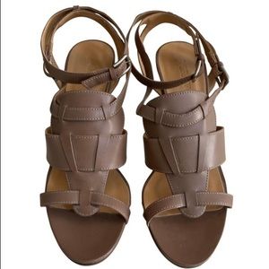 NWOT J.Crew Taupe Leather Strap Heels
